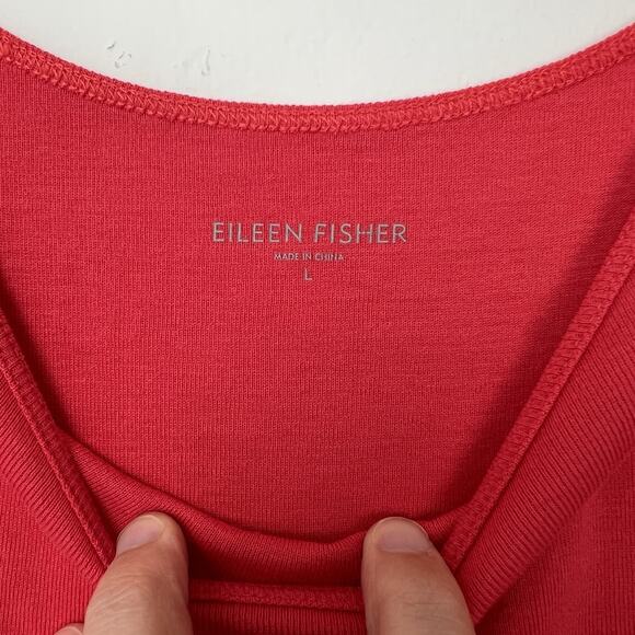 Eileen Fisher Shirt Women's Large Radish Red Tank Organic Cotton Minimal Ribbed - Picture 2 of 7